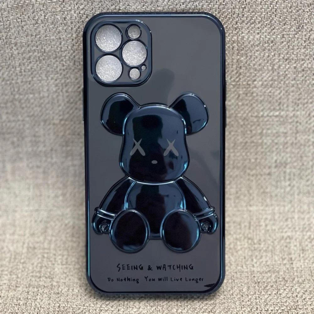 Electroplate Blue Violent Bear in Dark Background iPhone Case